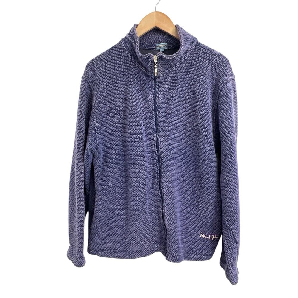Weird Fish Purple Waffle Knit Full Zip Jacket Lagenlook Large